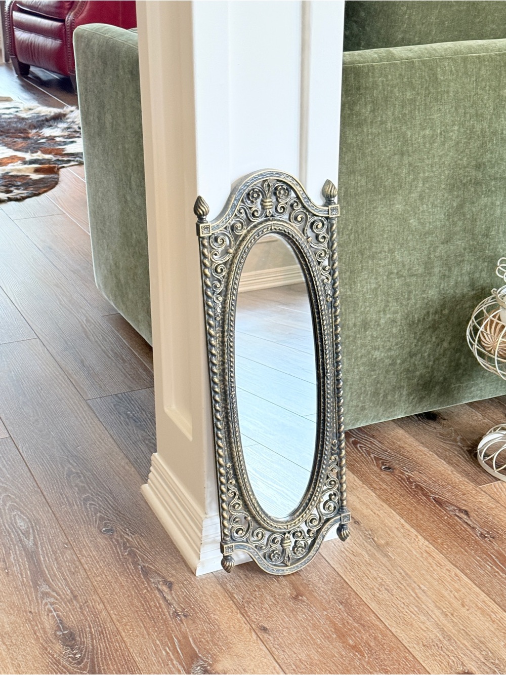 Vintage Homco Filigree MIRROR 25”x8,5” Ornate Black Gold Hollywood Glamour USA - Picture 11 of 15